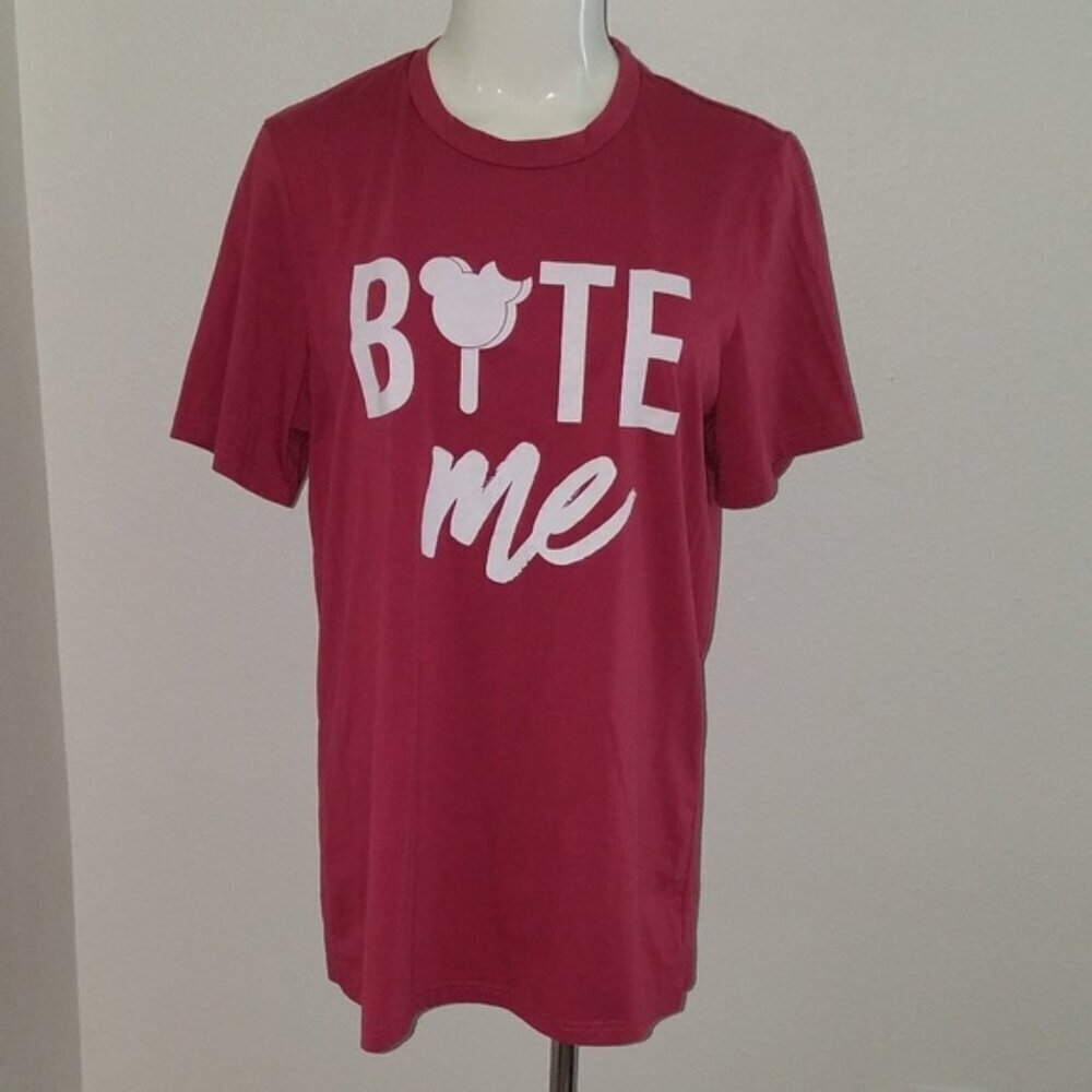 BITE ME Mickey Mouse Ice Cream Bar Shirt Tee Large Rose Pink Tickled Teal Disney
